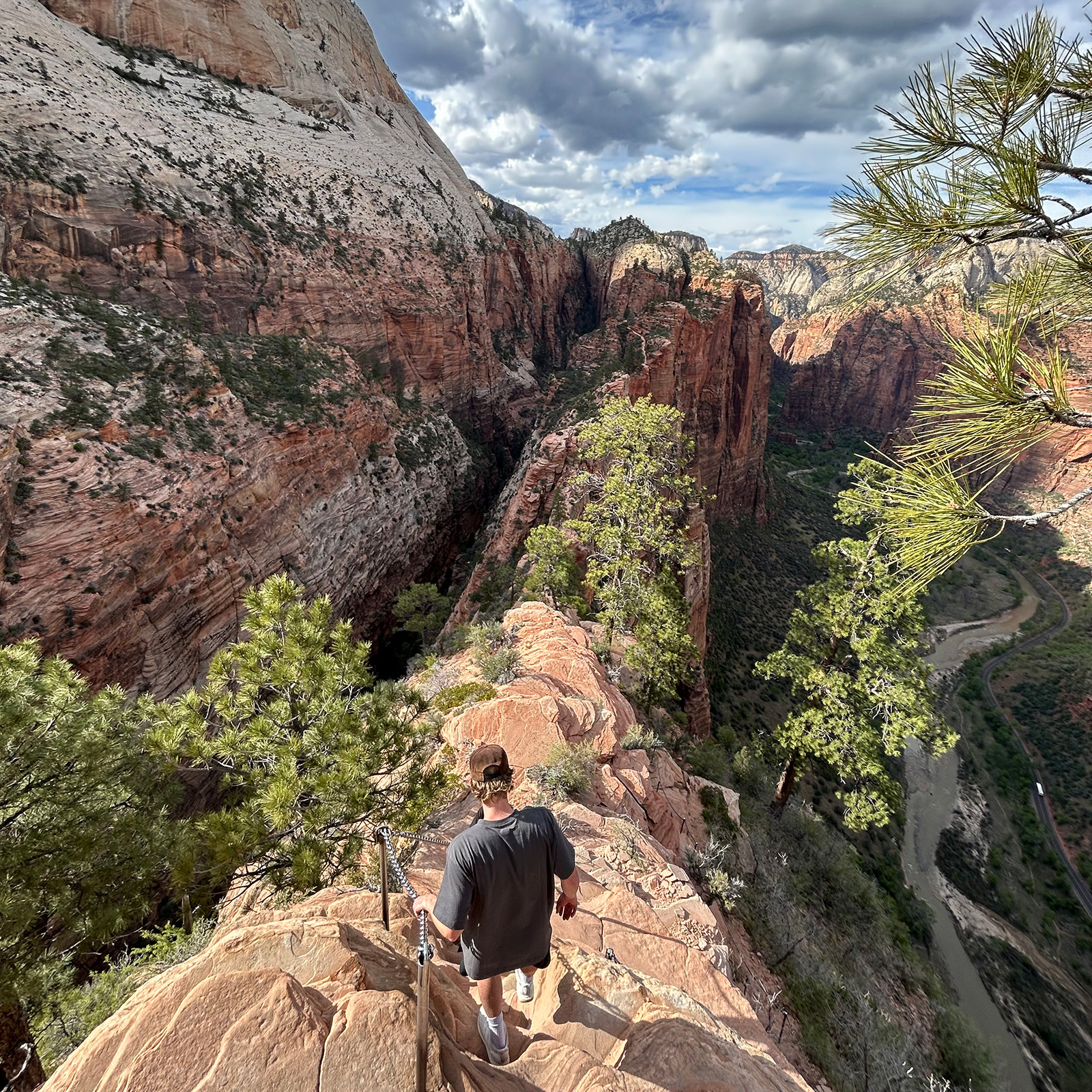 Hiking one of the best hikes in Zion National Park called Angles Landing