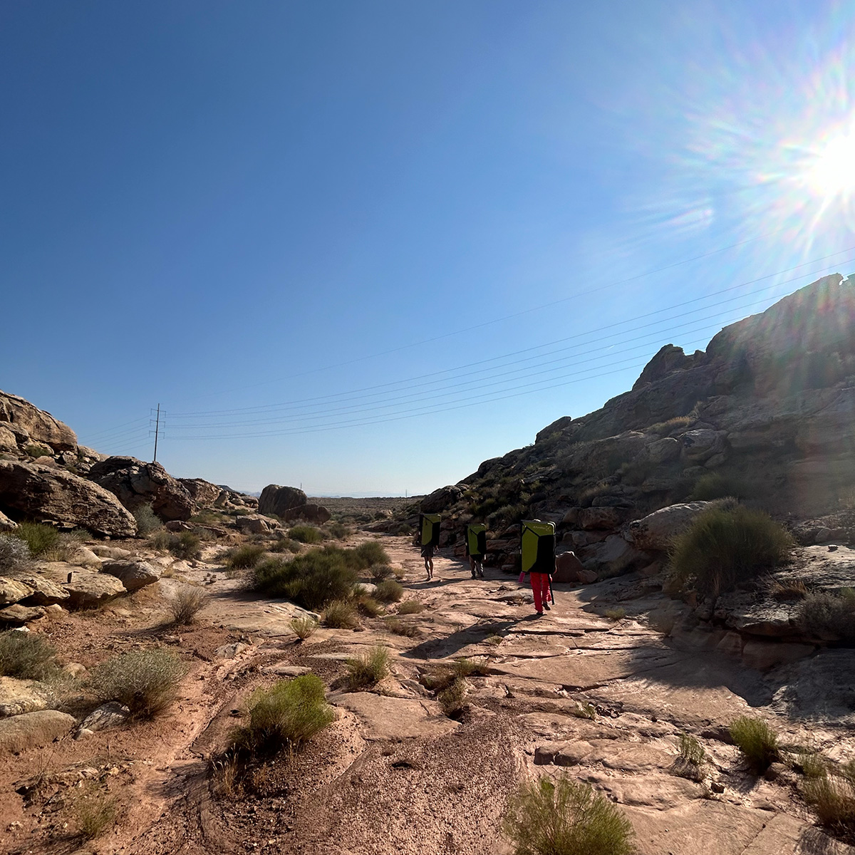 Hiking out after bouldering in mo's canyon in st george utah