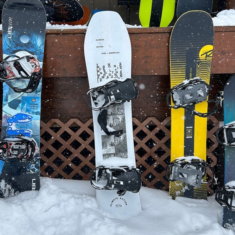 Phycocandy snowboard laying on a rail at brian head ski resort utah