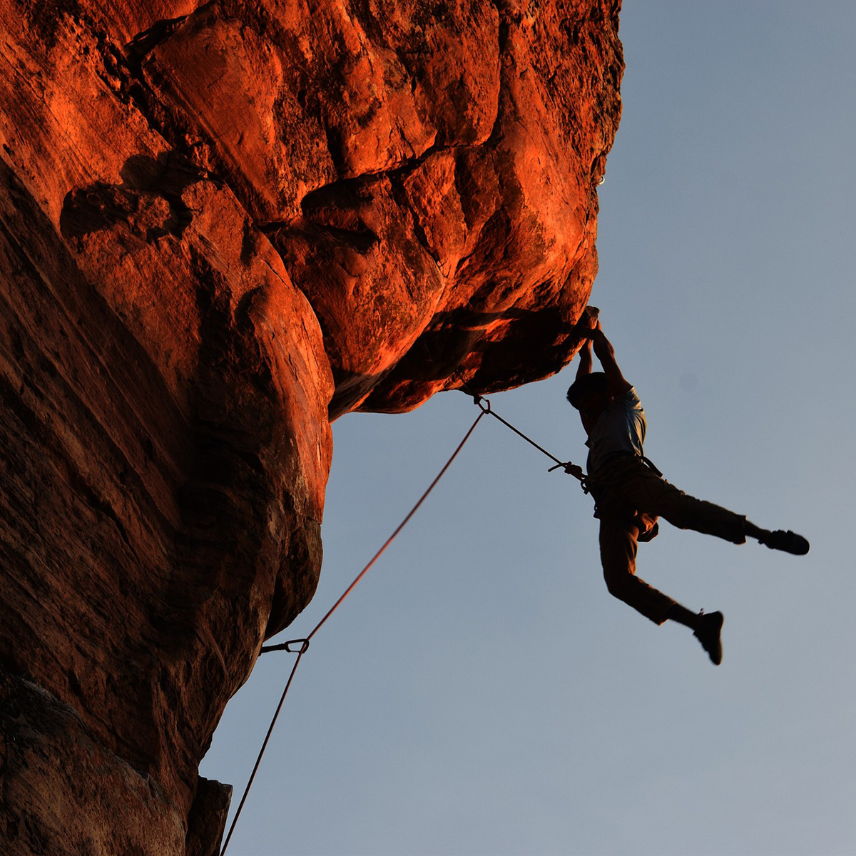 picture of a person lead rock climbing outdoor