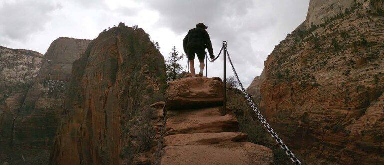 Hiking the chains on Angels Landing in Zion National Park